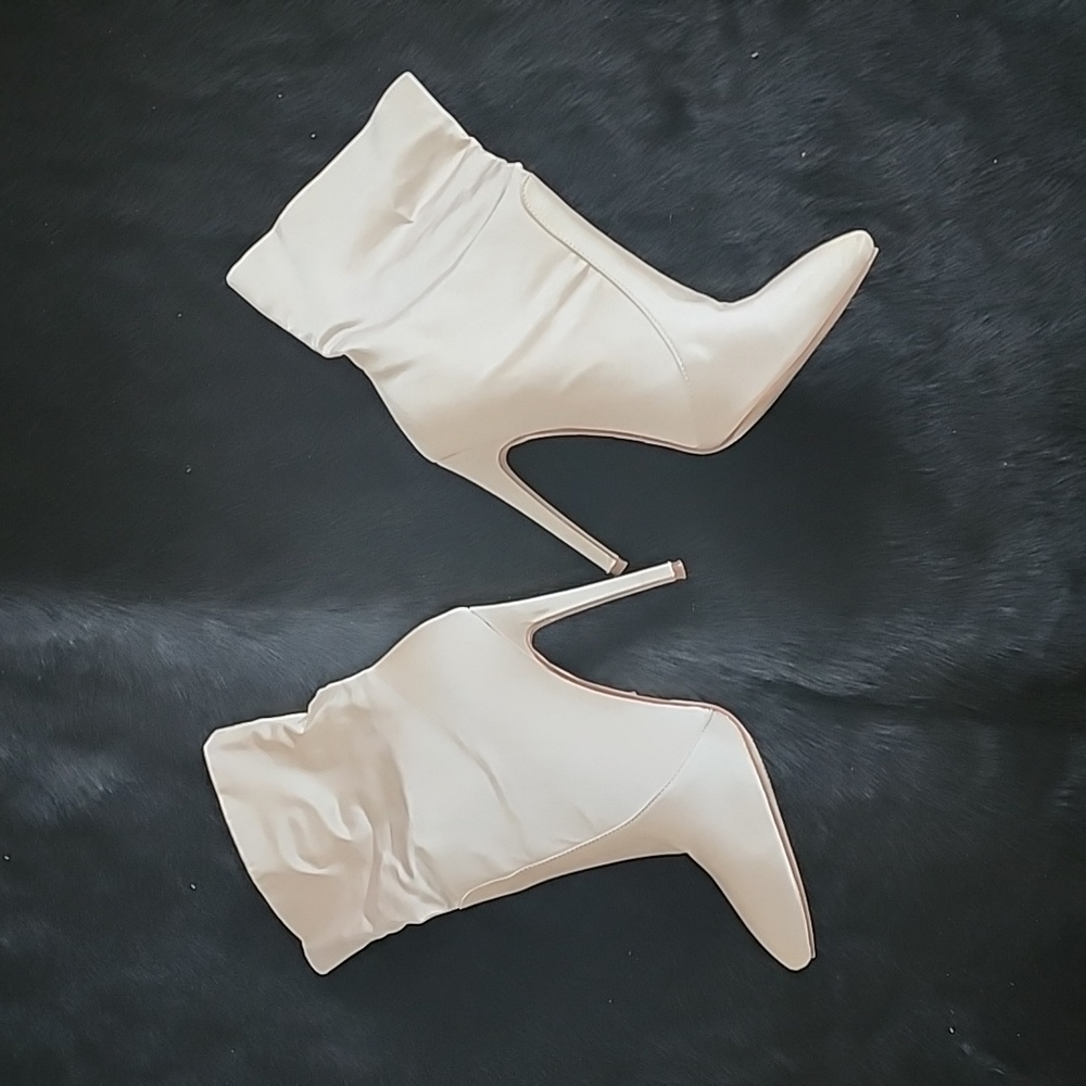 Champagne Satin Ankle Boots